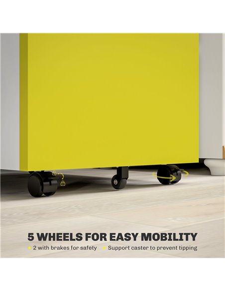 Vinsetto 3 Drawer Filling Cabinet, Mobile Metal File Cabinet with Anti-tilt Design for Letter, A4, Legal Size, Yellow 924-024V00 - pic 92211 | FastDaddyshop