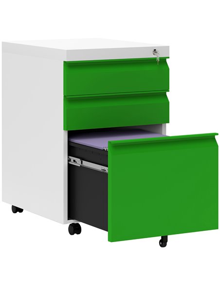 Vinsetto 3 Drawer Filling Cabinet, Mobile Metal File Cabinet with Anti-tilt Design for Letter, A4, Legal Size, Green 924-024V00G - pic 92216 | FastDaddyshop