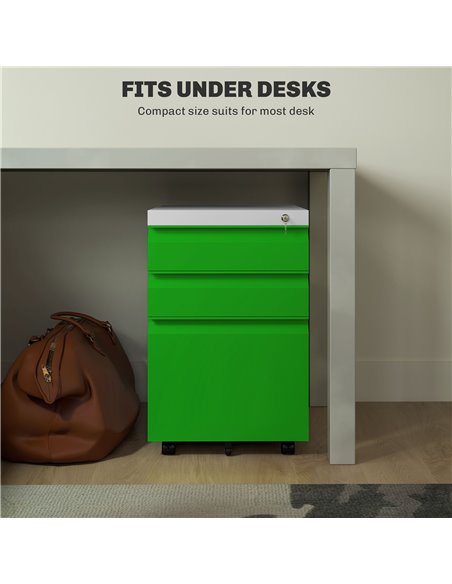 Vinsetto 3 Drawer Filling Cabinet, Mobile Metal File Cabinet with Anti-tilt Design for Letter, A4, Legal Size, Green 924-024V00G - pic 92222 | FastDaddyshop