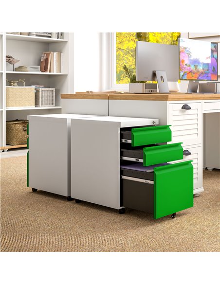 Vinsetto 3 Drawer Filling Cabinet, Mobile Metal File Cabinet with Anti-tilt Design for Letter, A4, Legal Size, Green 924-024V00G - pic 92223 | FastDaddyshop