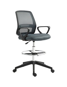 Vinsetto Ergonomic Mesh Back Drafting Chair Draughtsman Chair with Adjustable Height, Grey 921-187V70GY
