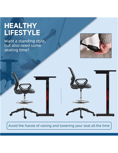 Vinsetto Ergonomic Mesh Back Drafting Chair Draughtsman Chair with Adjustable Height, Grey 921-187V70GY