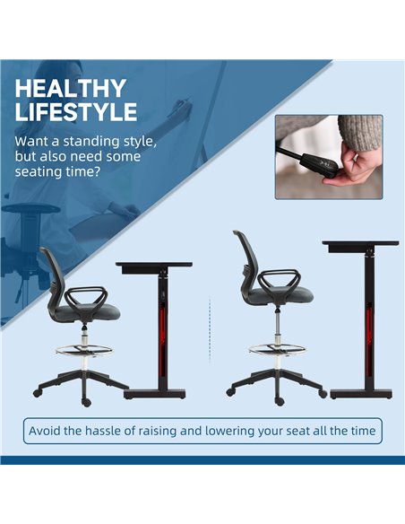Vinsetto Ergonomic Mesh Back Drafting Chair Draughtsman Chair with Adjustable Height, Grey 921-187V70GY - pic 92228 | FastDaddyshop