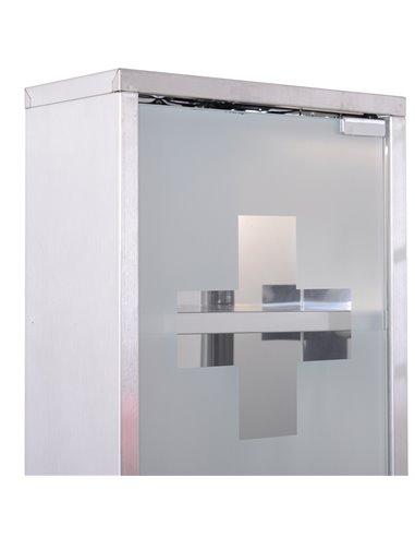 HOMCOM Lockable Medicine Cabinet: Stainless Steel Wall-Mounted Unit with 2 Shelves & Security Glass Door, 48cm Height 02-0546