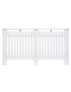 HOMCOM Slatted Radiator Cover Painted Cabinet MDF Lined Grill in White (152L x 19W x 81H cm) 820-030