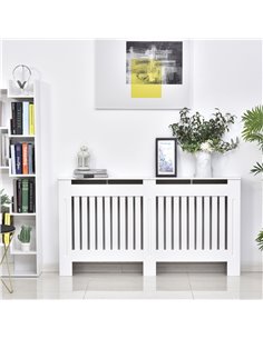 HOMCOM Slatted Radiator Cover Painted Cabinet MDF Lined Grill in White (152L x 19W x 81H cm) 820-030 2