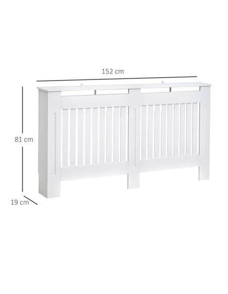 HOMCOM Slatted Radiator Cover Painted Cabinet MDF Lined Grill in White (152L x 19W x 81H cm) 820-030 - pic 92245 | FastDaddyshop