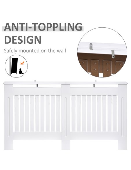 HOMCOM Slatted Radiator Cover Painted Cabinet MDF Lined Grill in White (152L x 19W x 81H cm) 820-030 - pic 92248 | FastDaddyshop