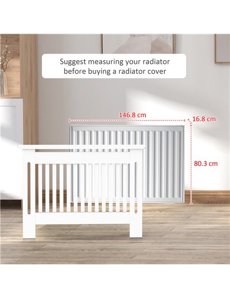 HOMCOM Slatted Radiator Cover Painted Cabinet MDF Lined Grill in White (152L x 19W x 81H cm) 820-030 - pic 92249 | FastDaddyshop