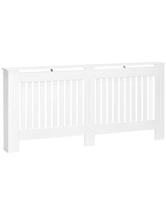 HOMCOM Slatted Radiator Cover Painted Cabinet MDF Lined Grill in White 172L x 19W x 81H cm 820-031