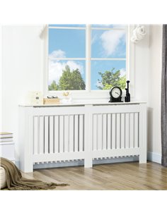 HOMCOM Slatted Radiator Cover Painted Cabinet MDF Lined Grill in White 172L x 19W x 81H cm 820-031 2