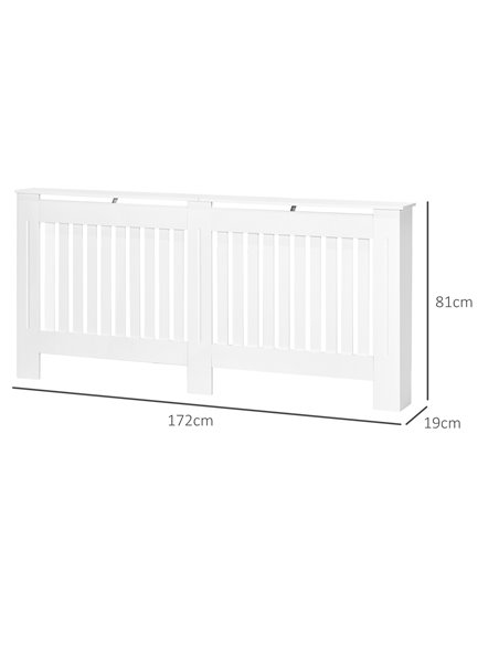HOMCOM Slatted Radiator Cover Painted Cabinet MDF Lined Grill in White 172L x 19W x 81H cm 820-031 - pic 92254 | FastDaddyshop