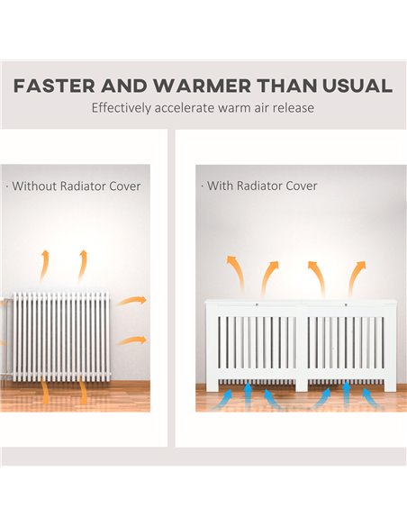 HOMCOM Slatted Radiator Cover Painted Cabinet MDF Lined Grill in White 172L x 19W x 81H cm 820-031 - pic 92255 | FastDaddyshop