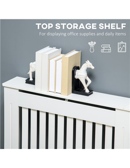 HOMCOM Slatted Radiator Cover Painted Cabinet MDF Lined Grill in White 172L x 19W x 81H cm 820-031 - pic 92256 | FastDaddyshop