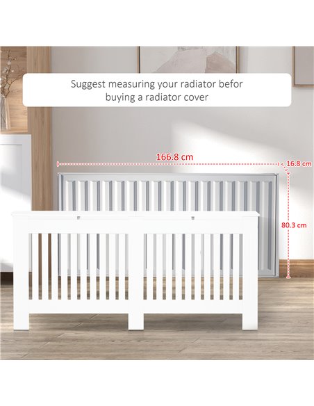 HOMCOM Slatted Radiator Cover Painted Cabinet MDF Lined Grill in White 172L x 19W x 81H cm 820-031 - pic 92258 | FastDaddyshop