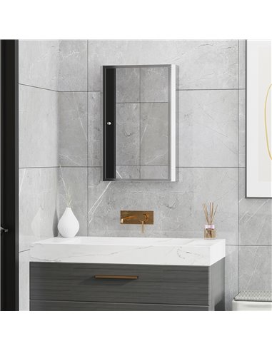HOMCOM 60L X 40W X 13T cm Stainless Steel Wall Mirror Cabinet-Silver 834-060