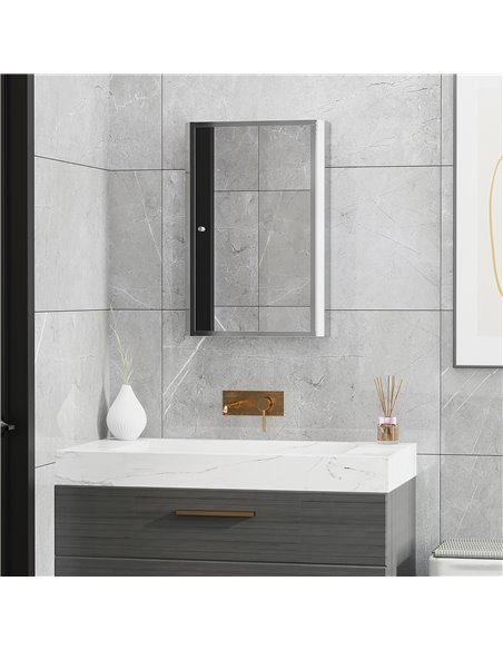 HOMCOM 60L X 40W X 13T cm Stainless Steel Wall Mirror Cabinet-Silver 834-060 - pic 92262 | FastDaddyshop