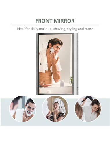 HOMCOM 60L X 40W X 13T cm Stainless Steel Wall Mirror Cabinet-Silver 834-060