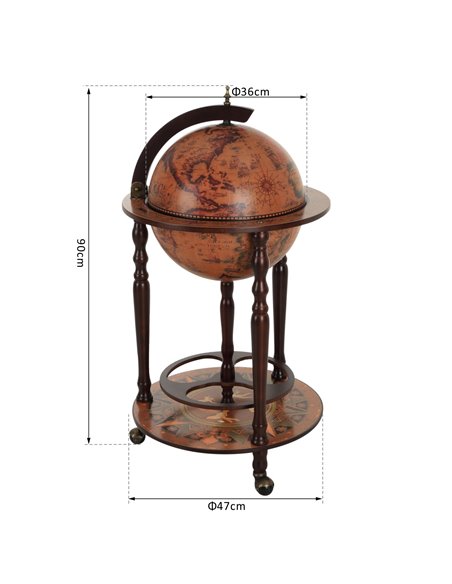 HOMCOM Globetrotter Bar Cabinet: Vintage-Style Wine & Spirits Storage with Glassware Rack, 36CM, Freestanding 801-041 - pic 92299 | FastDaddyshop