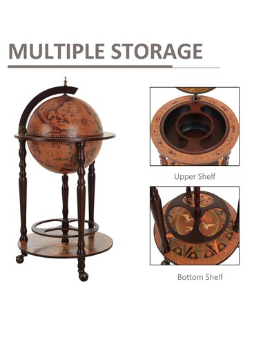 HOMCOM Globetrotter Bar Cabinet: Vintage-Style Wine & Spirits Storage with Glassware Rack, 36CM, Freestanding 801-041