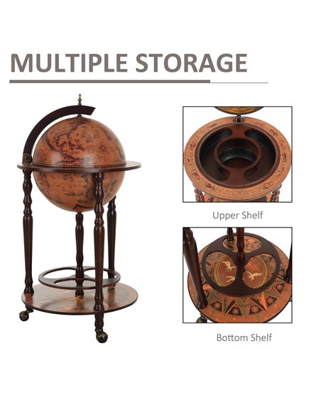HOMCOM Globetrotter Bar Cabinet: Vintage-Style Wine & Spirits Storage with Glassware Rack, 36CM, Freestanding 801-041 - pic 92302 | FastDaddyshop