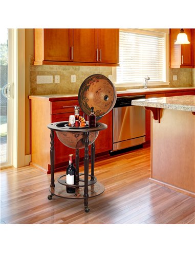 HOMCOM Globetrotter Bar Cabinet: Vintage-Style Wine & Spirits Storage with Glassware Rack, 36CM, Freestanding 801-041