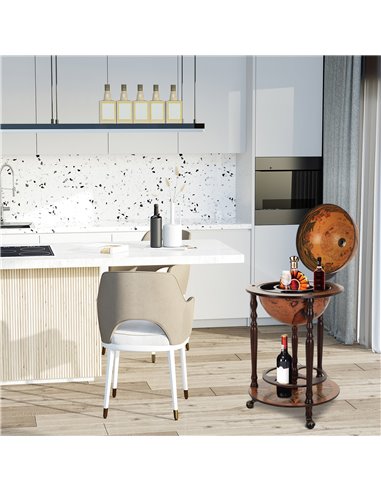 HOMCOM Globetrotter Bar Cabinet: Vintage-Style Wine & Spirits Storage with Glassware Rack, 36CM, Freestanding 801-041
