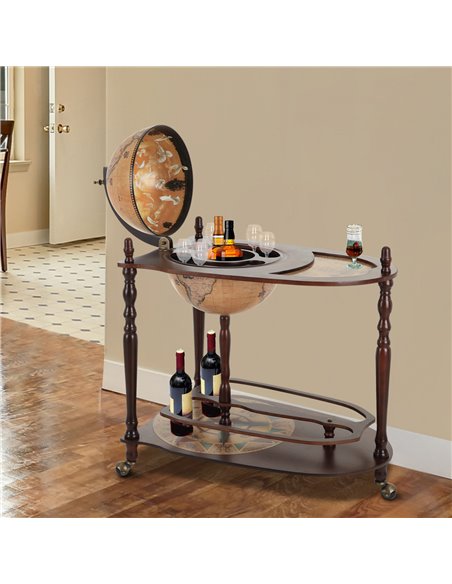 HOMCOM Bar Globe Drinks Cabinet Wine Container Minibar Storage Trolley Table with Bottle Glass Holder 801-042 - pic 92307 | FastDaddyshop