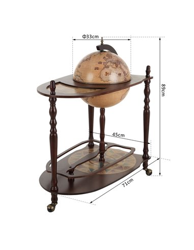 HOMCOM Bar Globe Drinks Cabinet Wine Container Minibar Storage Trolley Table with Bottle Glass Holder 801-042