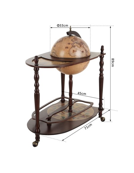 HOMCOM Bar Globe Drinks Cabinet Wine Container Minibar Storage Trolley Table with Bottle Glass Holder 801-042 - pic 92308 | FastDaddyshop