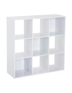 HOMCOM Wooden Cabinet Freestanding Open Cabinet with 9 Cubes, Storage for Bedroom, Living Room, Study, Office, White 833-390