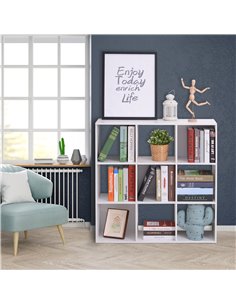 HOMCOM Wooden Cabinet Freestanding Open Cabinet with 9 Cubes, Storage for Bedroom, Living Room, Study, Office, White 833-390 2