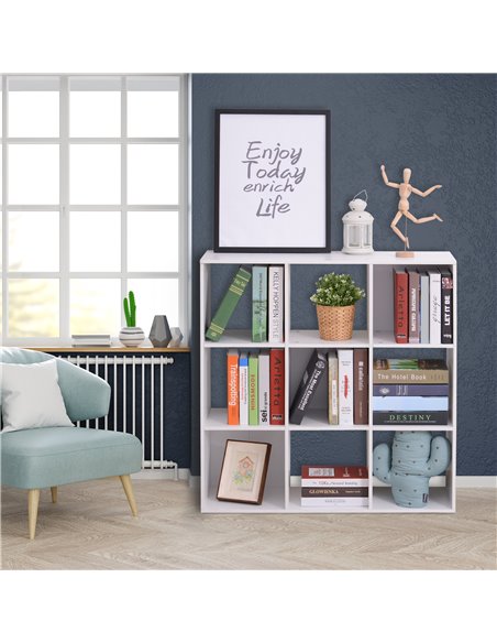 HOMCOM Wooden Cabinet Freestanding Open Cabinet with 9 Cubes, Storage for Bedroom, Living Room, Study, Office, White 833-390 - pic 92316 | FastDaddyshop