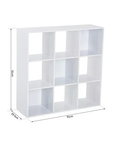 HOMCOM Wooden Cabinet Freestanding Open Cabinet with 9 Cubes, Storage for Bedroom, Living Room, Study, Office, White 833-390