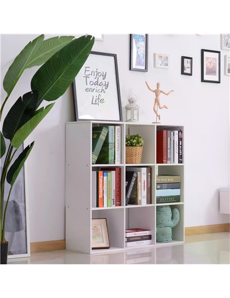HOMCOM Wooden Cabinet Freestanding Open Cabinet with 9 Cubes, Storage for Bedroom, Living Room, Study, Office, White 833-390 - pic 92322 | FastDaddyshop