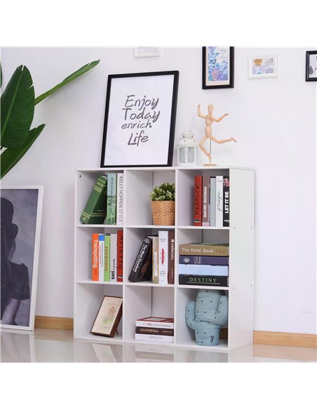 HOMCOM Wooden Cabinet Freestanding Open Cabinet with 9 Cubes, Storage for Bedroom, Living Room, Study, Office, White 833-390 - pic 92323 | FastDaddyshop