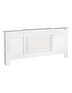 HOMCOM MDF Extendable Radiator Cover Cabinet Shelving Home Office Slatted Design White 139-208.5L x 20.5W x 82.5H cm 820-105