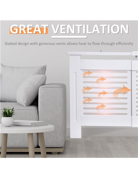 HOMCOM MDF Extendable Radiator Cover Cabinet Shelving Home Office Slatted Design White 139-208.5L x 20.5W x 82.5H cm 820-105 - pic 92336 | FastDaddyshop