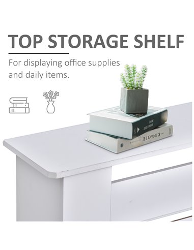 HOMCOM MDF Extendable Radiator Cover Cabinet Shelving Home Office Slatted Design White 139-208.5L x 20.5W x 82.5H cm 820-105