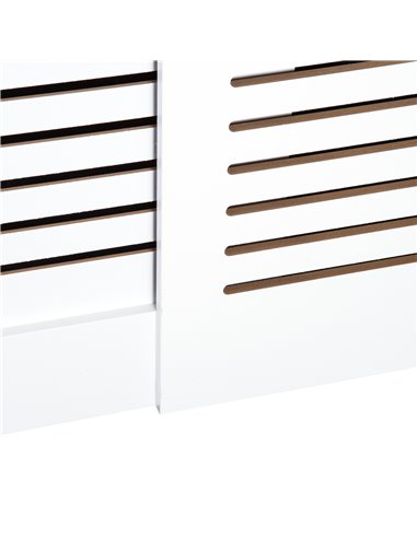 HOMCOM MDF Extendable Radiator Cover Cabinet Shelving Home Office Slatted Design White 139-208.5L x 20.5W x 82.5H cm 820-105