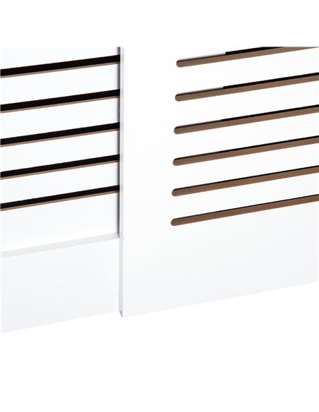HOMCOM MDF Extendable Radiator Cover Cabinet Shelving Home Office Slatted Design White 139-208.5L x 20.5W x 82.5H cm 820-105 - pic 92339 | FastDaddyshop