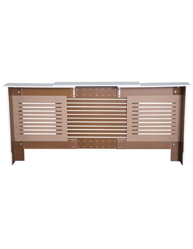 HOMCOM MDF Extendable Radiator Cover Cabinet Shelving Home Office Slatted Design White 139-208.5L x 20.5W x 82.5H cm 820-105