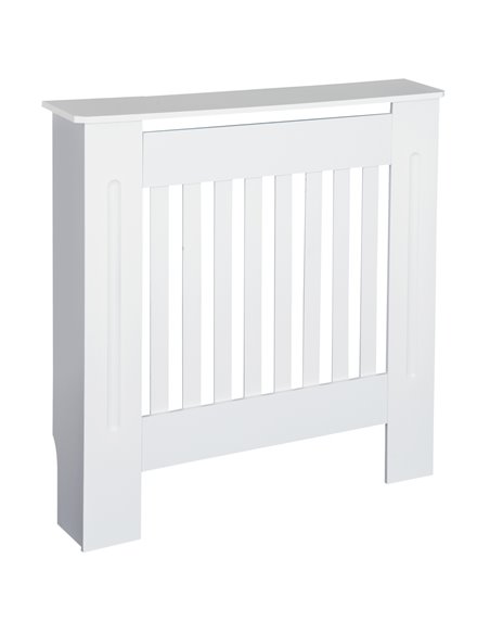 HOMCOM Vertical Slatted Radiator Cover, MDF Wooden Cabinet for Home Office, 78L x 19W x 81H cm, White 820-106 - pic 92342 | FastDaddyshop