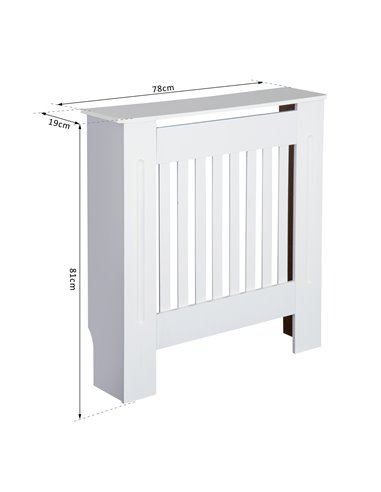 HOMCOM Vertical Slatted Radiator Cover, MDF Wooden Cabinet for Home Office, 78L x 19W x 81H cm, White 820-106