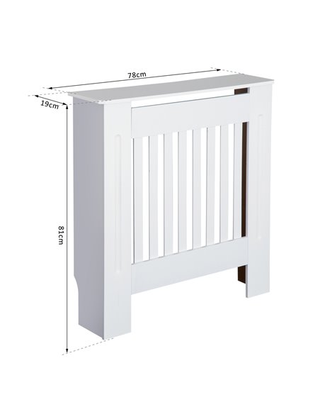 HOMCOM Vertical Slatted Radiator Cover, MDF Wooden Cabinet for Home Office, 78L x 19W x 81H cm, White 820-106 - pic 92344 | FastDaddyshop