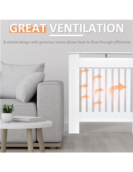 HOMCOM Vertical Slatted Radiator Cover, MDF Wooden Cabinet for Home Office, 78L x 19W x 81H cm, White 820-106 - pic 92345 | FastDaddyshop
