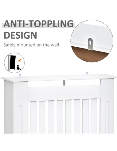 HOMCOM Vertical Slatted Radiator Cover, MDF Wooden Cabinet for Home Office, 78L x 19W x 81H cm, White 820-106