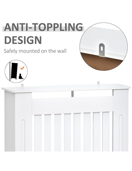 HOMCOM Vertical Slatted Radiator Cover, MDF Wooden Cabinet for Home Office, 78L x 19W x 81H cm, White 820-106 - pic 92347 | FastDaddyshop