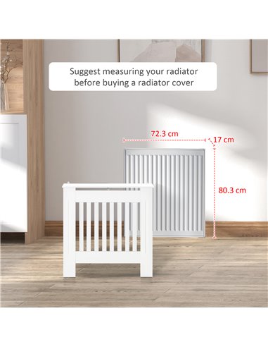 HOMCOM Vertical Slatted Radiator Cover, MDF Wooden Cabinet for Home Office, 78L x 19W x 81H cm, White 820-106