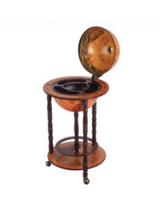 HOMCOM Globe Shaped Retro Style Mini Bar Drink Cabinet Movable Wine Alcohol Beverage Storage Trolley Glass Bottle Holder with Wh